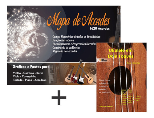 Livro De Acordes:violão,guitarra,viola,teclado,baixo+ukulele