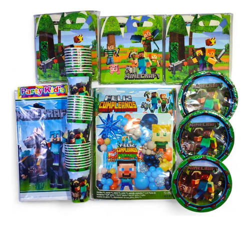 Kit Decoración Para Fiestas Infantiles Minecraft