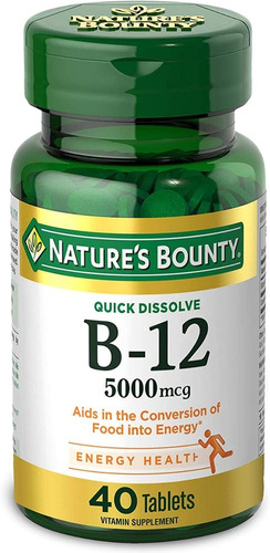 Vitamina B12 5000 Mcg Salud Energetica,40 Ud. Natures Bounty