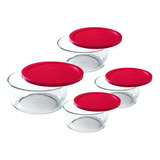 Juego De Fuentes X4z Con Tapa Roja Simply Store Pyrex 