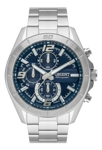 Relógio Orient Masculino Cronógrafo Mbssc230 Prateado Azul