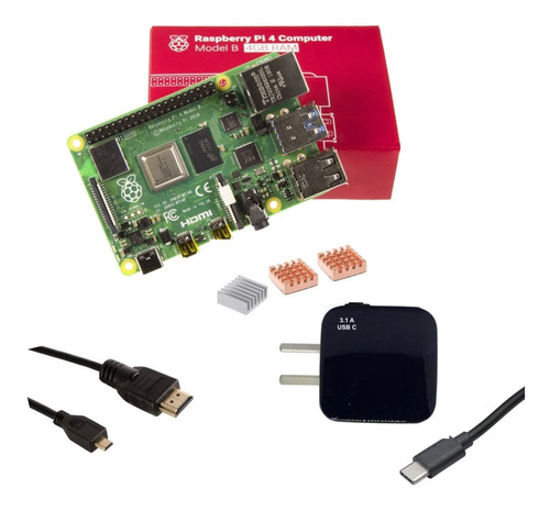 Starter Kit Raspberry Pi 4 B 4gb Uk + Dis + Fue 3a C + Hdmi