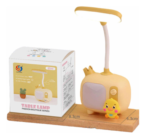 Lámpara De Mesa En Forma De Tv Con Pollito Amarillo Kawaii