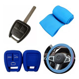 Cubre Volante + Funda Llave Silicona Chevrolet Astra Azul