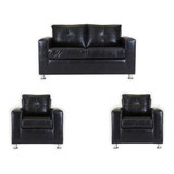 Living Facundo 211 Pata Metálica Pu Negro / Muebles América