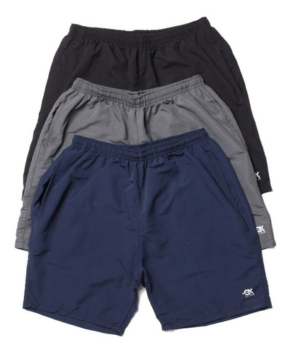 Kit Com 3 Shorts Bermudas Ox Silver Tactel Masculino