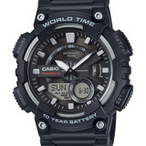 Relógio Casio Masculino Anadigi -  Aeq-110w-1avdf-br Cor Da Correia Preto