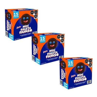 3 Cajas Mini Paleta Payaso 15 Piezas Gomitas Chocolate | Envío gratis