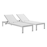 Juego De Sofa Modular De Aluminio Modway, De Color Plata Y B