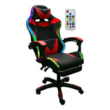 Silla Gamer Luz Led Reclinable Reposapies Control Remoto