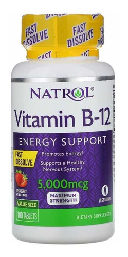 Vitamina B12 Sublingual 5000 Mcg 100tablets Natrol Original
