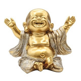 Escultura Zen Buda Gordito Bebé Dorado De La Suerte