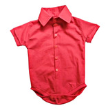 Roupa Bebe Menino Camisa Social Vermelha Body Manga Curta