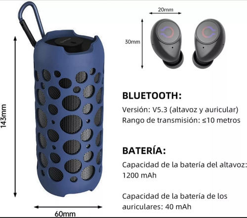 Bocina Con Audífonos 2 En 1 Bluetooth  Rgb Recargable Led