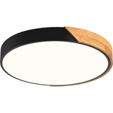 Lámpara Techo Led Redonda Madera Empotrada Minimalista 40cm