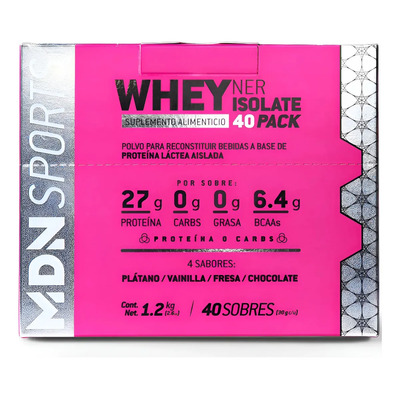 Proteína Aislada Whey Ner Isolate MDN Sports Pack 40 Sobres 30 g c\u002Fu 4 Sabores | Envío gratis