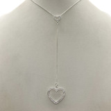 Cadena Collar Corazones Cristales De Plata 925 49 Cm 