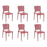 Kit 6 Cadeiras Sofia Vermelho Tramontina