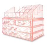 Organizador De Escritorio Cajones Ibicraft Cristal Rosa