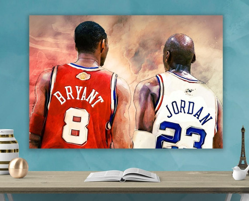Kobe Bryant & Michael Jordan Quadro Placa Painel Em Mdf