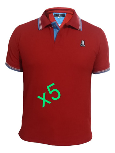 Lote De 5 Playeras Para Hombre Cuello Polo Combinado Colores