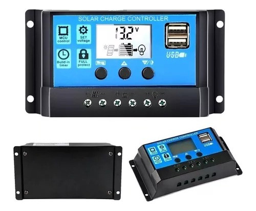 Controlador Carga De Painel Solar 10a Regulador Com Lcd Usb