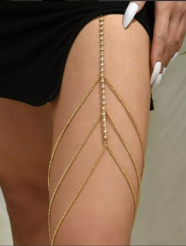 Body Chain De Pierna - Leg Chain - Triple Con Strass