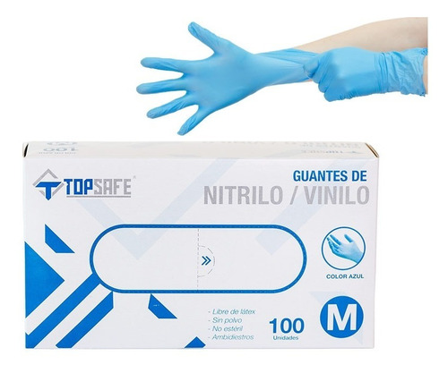 Guante Desechable Top Safe Nitrilo/vinilo Talla M Box 10x100