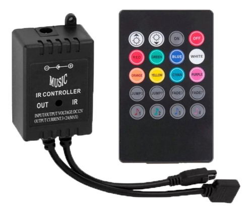 Controlador Infrarrojo Rgb +pila Audioritmica Control Remoto