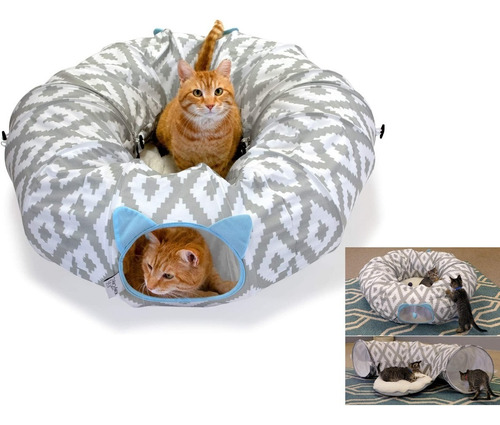 Cama Tunel Mascota Gatos Modular Kitty City Portatil Despleg