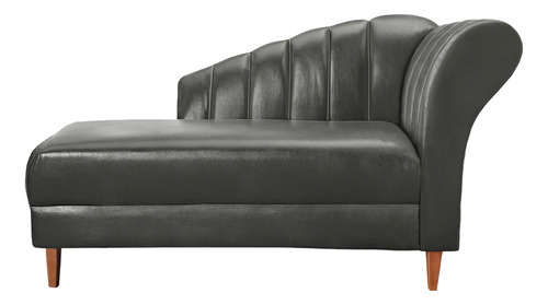 Recamier Divã Olivia 1,40cm Corino Preto - Am Interiores