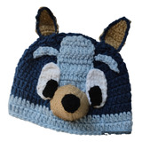Gorro De Bluey Perrito Azul De Lana Artesanal Crochet