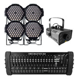 Kit 4 Par Led  60 Leds Rgb Full+maq Fumaça 1200w+mesa Dmx384