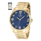 Relógio Feminino Grande Champion Dourado Para Presente Cor Do Fundo Azul-marinho