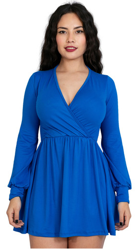 Vestido Venus Manga Larga Cruzado Holgado Moderno Curvy