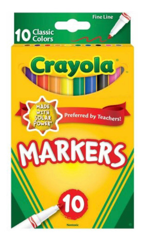 Marcadores Crayola 10 Plumones No Tóxico Punta Fina