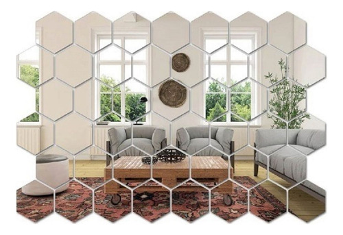 Set X 10 Espejos Adhesivos Hexagonales De Deco 4 X 5 Cm