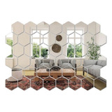 Set X 10 Espejos Adhesivos Hexagonales De Deco 4 X 5 Cm