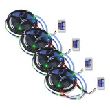 Tira 60 Leds/m Luz Rgb 10w 5m Con Control Remoto Paquete 4