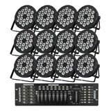 12 Canhao Refletor 18 Leds Rgbw 12w Quad Dmx 4in1 + Mesa Dmx