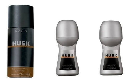 Musk For Men Avon Desodorante Bolilla Y Corporal Set X 3
