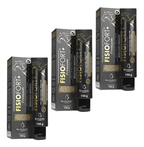 Kit 3 Pomadas Fisiofort Premium Preta Bio Instinto