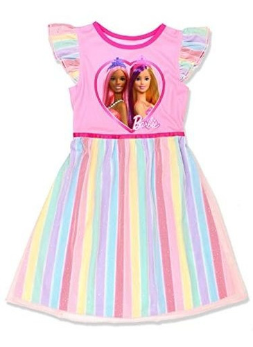 Camisón Barbie Con Diseño De Arcoíris Para Niñas