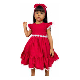 Vestido Luxo Infantil Vermelho Roupa Natal Vermelha Menina