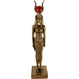 Estatueta Isis Deusa Egípcia Resina Cor Onix Ouro