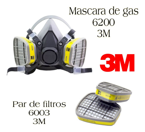 Macara De Gas Mascarilla 6200 3m Respirador + Par De Filtros