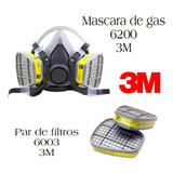 Macara De Gas Mascarilla 6200 3m Respirador + Par De Filtros