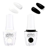 Duo Gel Polish Semipermanente Black & White Gelish 2 Pzs Color Blanco Y Negro