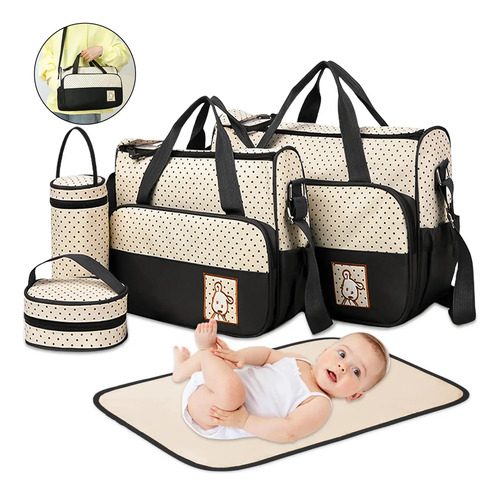 Set 5 Bolsa Pañalera Modernas Mochila Viaje Y Cambiador Bebe | MercadoLibre