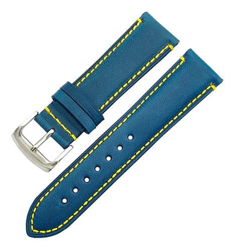 Correa De Piel Azul Amarillo 22mm 23mm Citizen Blue Angels